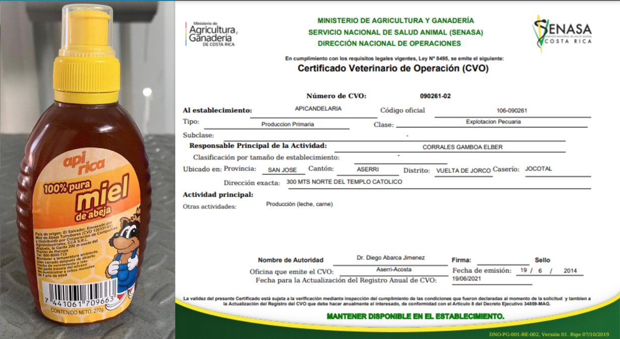 Cada miel de abeja certificada cuenta con el certificado CVO emitido por SENASA