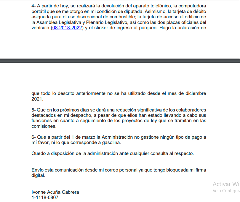Carta de Ivonne Acuña
