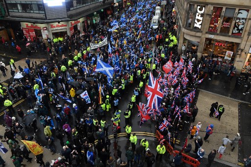 Manifestaciones de los independentistas en Glasgow, Escocia. 