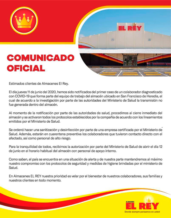 comunicado almacenes el rey covid-19