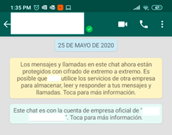 cuenta de whatsapp con check verde que verifica su identidad