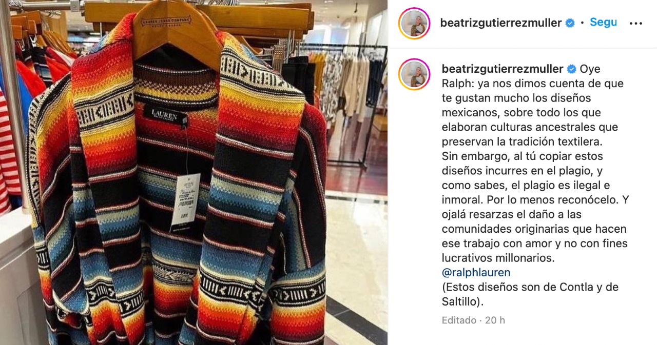 Beatriz Gutiérrez,Ralp Lauren,México,Plagio,Indígenas