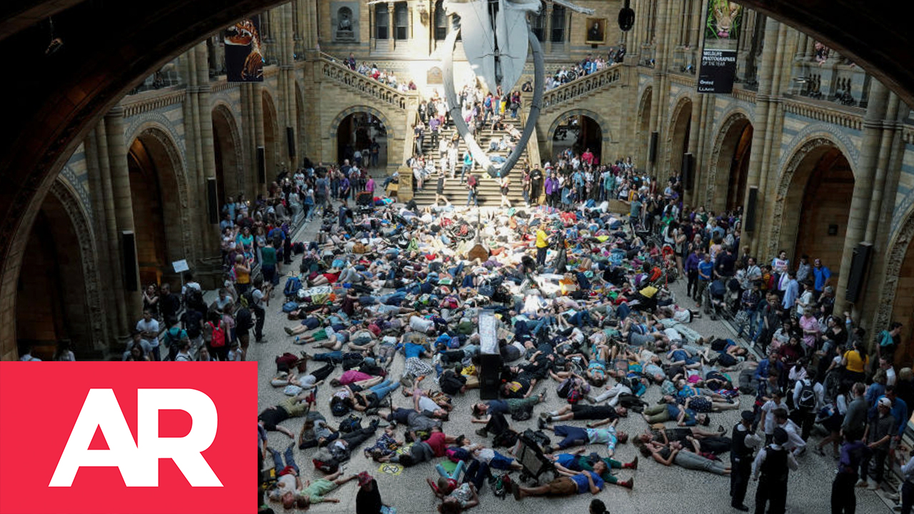 100 Activistas se hicieron los muertos por el cambio climático.