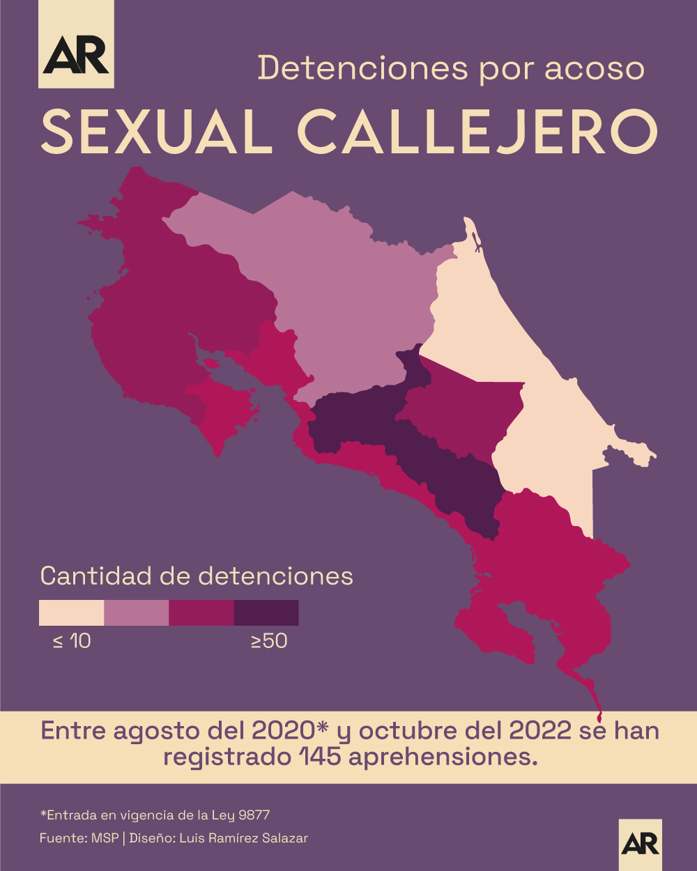 Mapa con casos de acoso sexual callejero